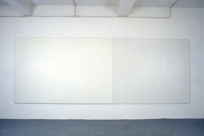 Untitled, 1992, Acrylic paint behind perspex, aluminium, acrylic paint on formica, 3 parts, 203 x 547,5 cm